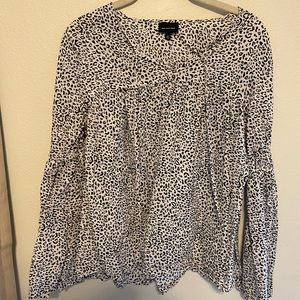 Leopard Print Balloon Sleeve Blouse